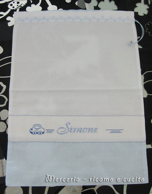 Busta portaoggetti e sacchetti nascita per Claudia