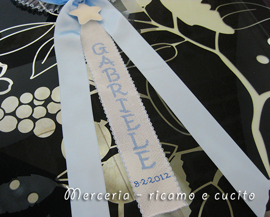 Fiocco nascita luna celeste per Gabriele