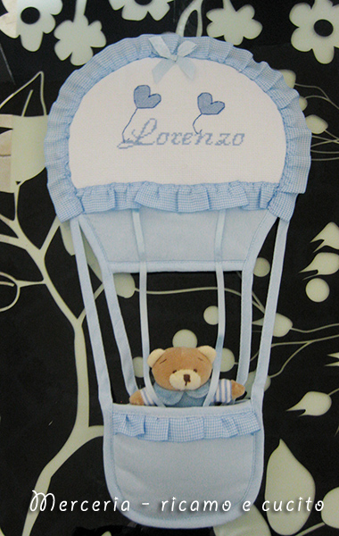 Fiocco nascita mongolfiera celeste per Lorenzo