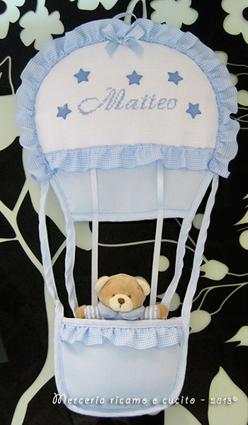 Fiocco nascita mongolfiera celeste per Matteo