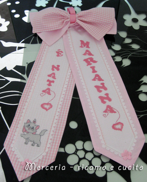 Fiocco nascita rosa "E' nata Marianna"