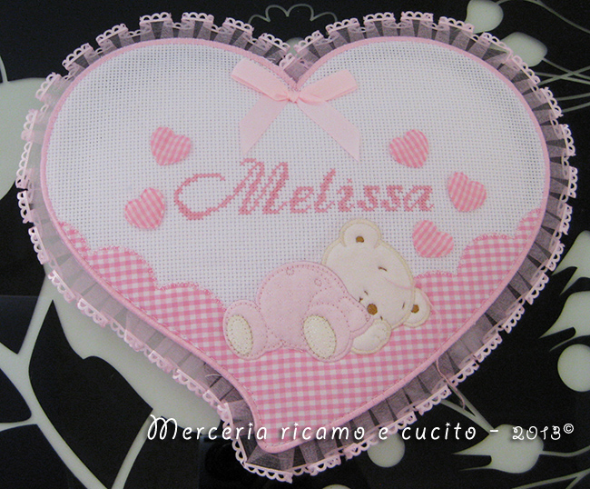 Fiocco nascita cuore rosa per Melissa