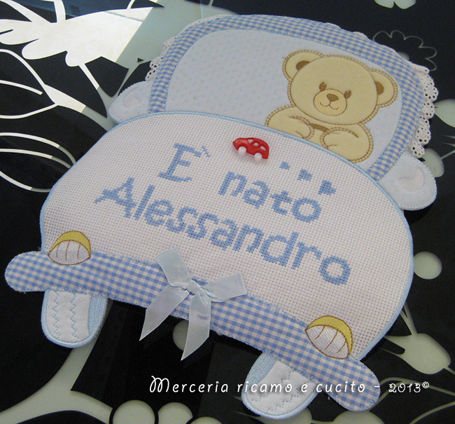 Fiocchi nascita macchina "E' nato Alessandro"