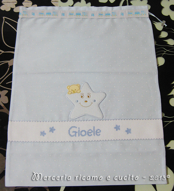 Sacchetti nascita personalizzati e bavette per Gioele