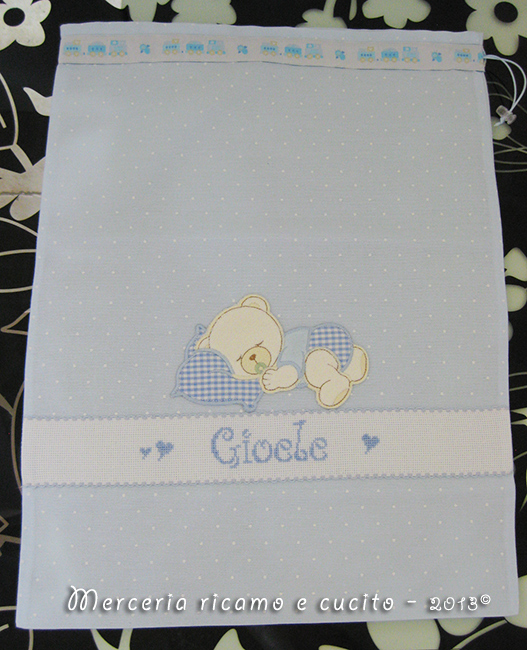 Sacchetti nascita personalizzati e bavette per Gioele