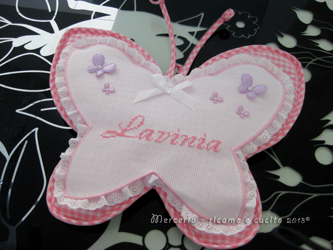 Fiocco nascita farfalla rosa per Lavinia
