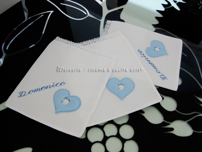 Sacchettini bomboniere portaconfetti bianchi con cuore per Domenico