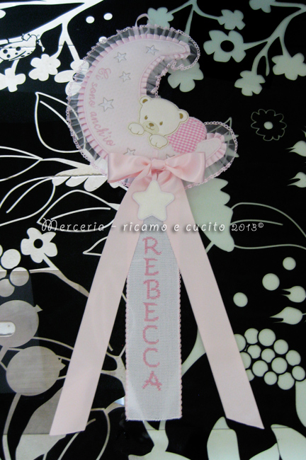 Fiocchi nascita mongolfiera e luna per Rebecca e Raffaele