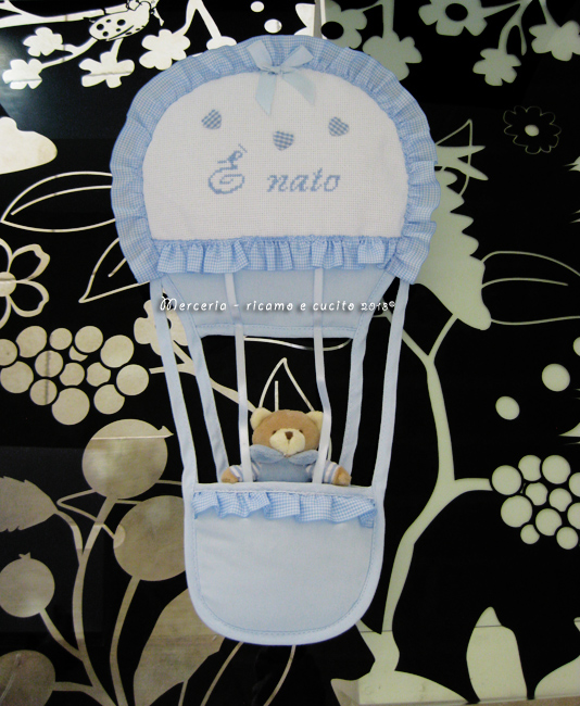 Fiocchi nascita mongolfiera e macchina "E' nato"