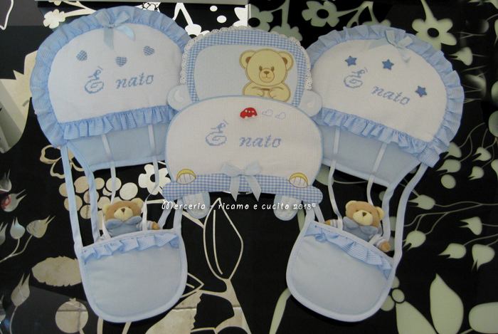 Fiocchi nascita mongolfiera e macchina "E' nato"