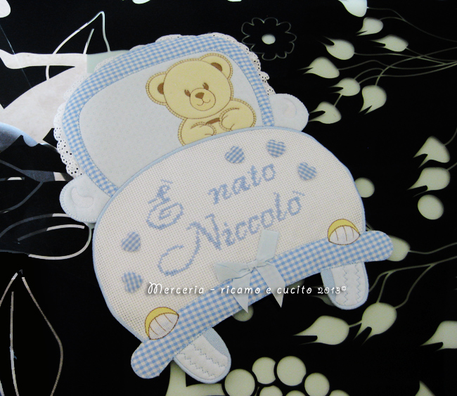 Fiocco nascita macchina celeste “E' nato Niccolò”