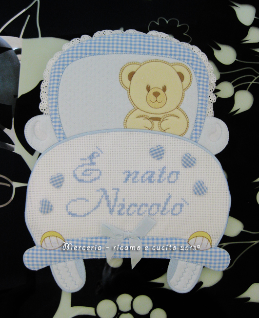 Fiocco nascita macchina celeste “E' nato Niccolò”