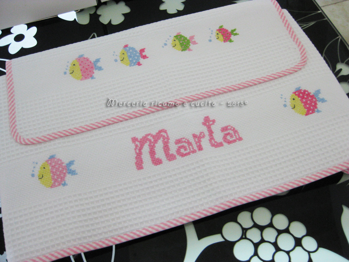 Coppia asciugamani in cotone nido d'ape per Marta