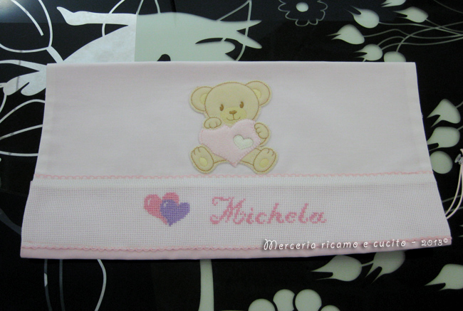 Sacchetti nascita e bavetta per Michela