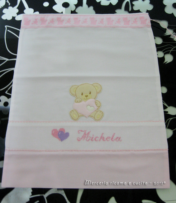 Sacchetti nascita e bavetta per Michela