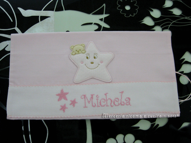 Sacchetti nascita e bavetta per Michela
