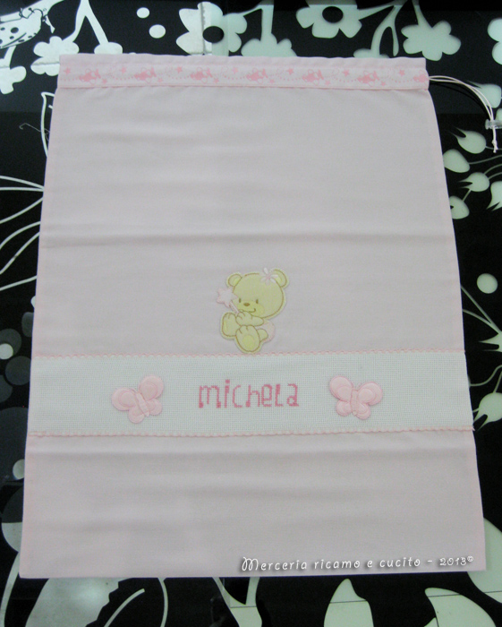 Sacchetti nascita e bavetta per Michela