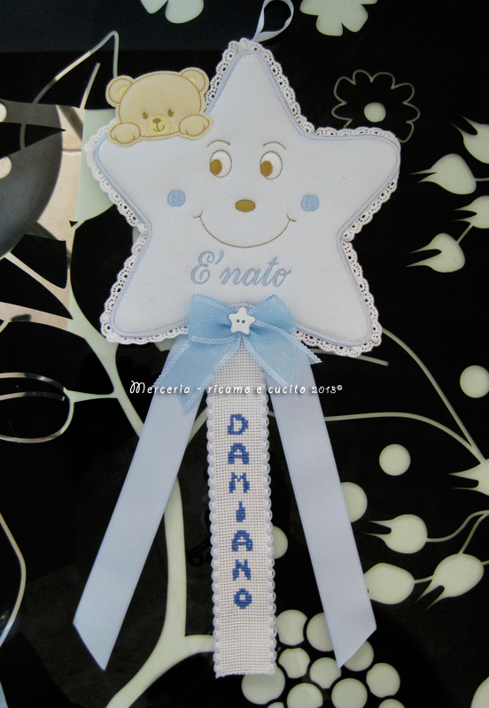 Fiocco nascita stellina celeste per Damiano