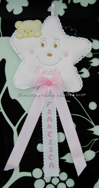 Fiocco nascita stellina rosa per Francesca