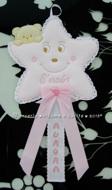 sacchetto elegante e fiocco nascita stellina per Aurora
