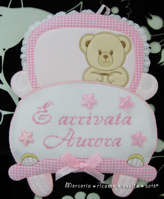 Fiocco nascita macchina rosa "E' arrivata Aurora"