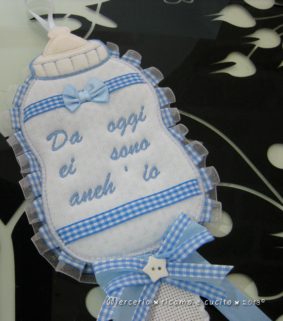 Fiocchi nascita biberon celeste per Joele