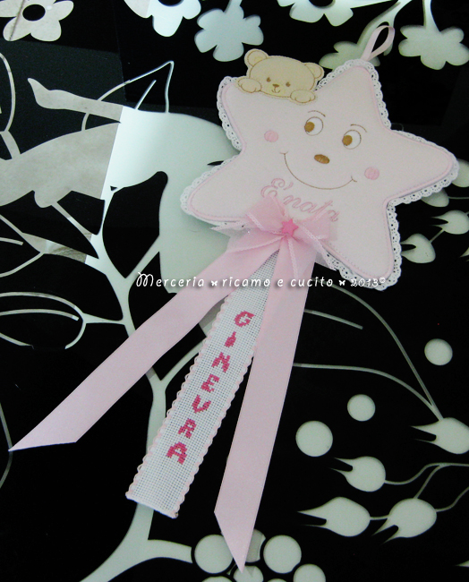Fiocco nascita stellina rosa per Ginevra