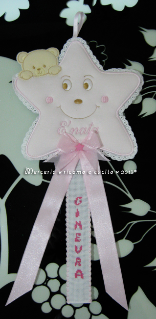 Fiocco nascita stellina rosa per Ginevra
