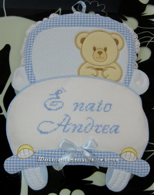 Fiocco nascita macchina celeste "E' nato Andrea"