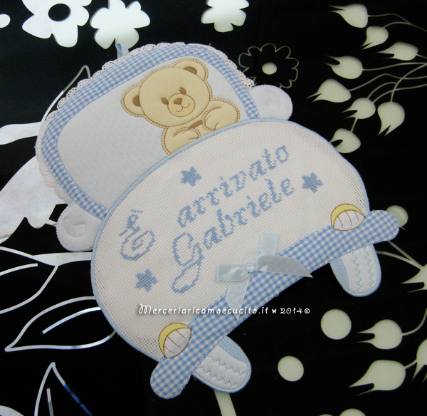 Fiocco nascita macchina celeste "E' arrivato Gabriele"