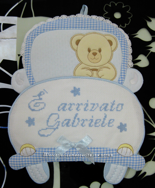 Fiocco nascita macchina celeste "E' arrivato Gabriele"