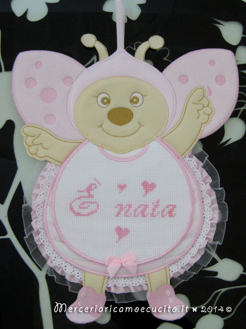 Fiocchi nascita farfalla e coccinella rosa per Arianna