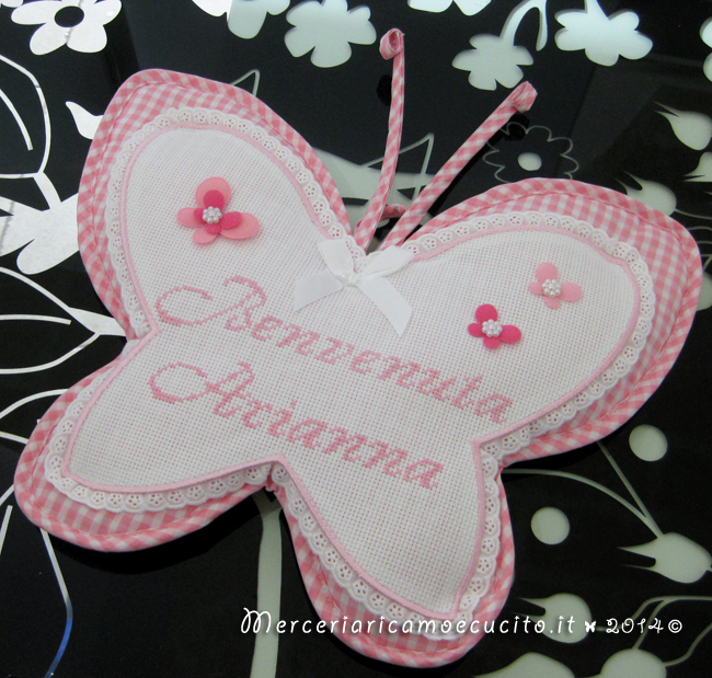 Fiocchi nascita farfalla e coccinella rosa per Arianna
