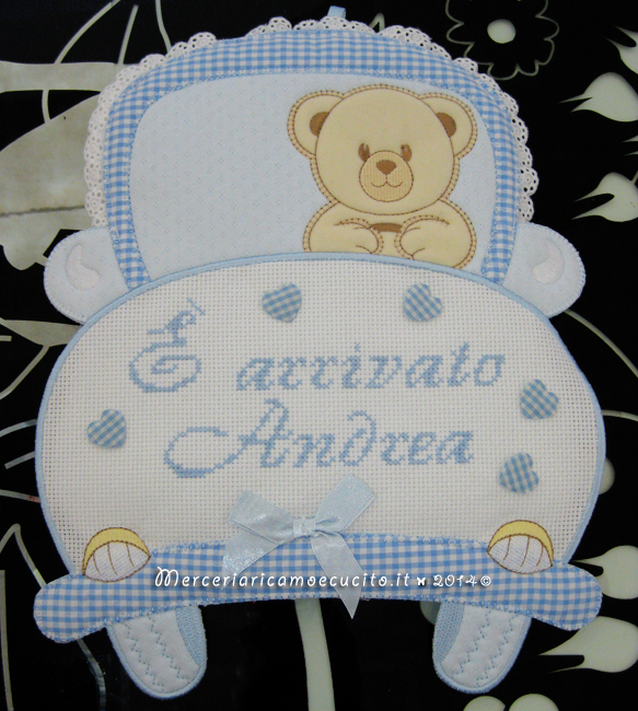 Fiocco nascita macchina celeste "E' arrivato Andrea"