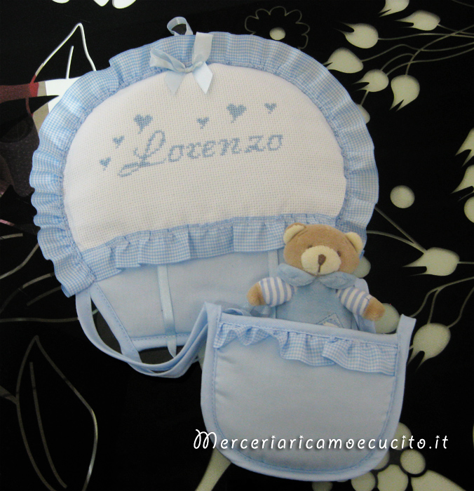 Fiocchi nascita mongolfiera e aeroplano celeste per Lorenzo