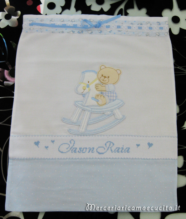 Sacchetto nascita bicolore pois per Jason Raia