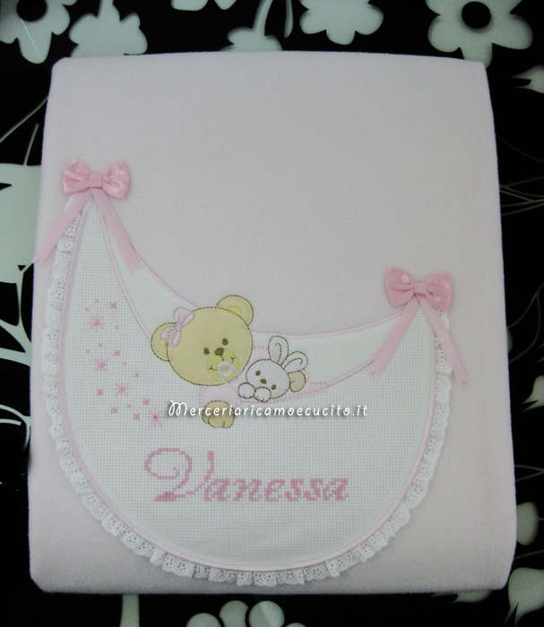 Set corredino per nascita - Coperina, accappatoio, buste e bavette per Vanessa