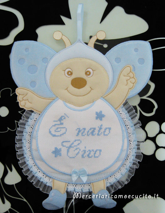 Fiocco nascita coccinella celeste per Ciro
