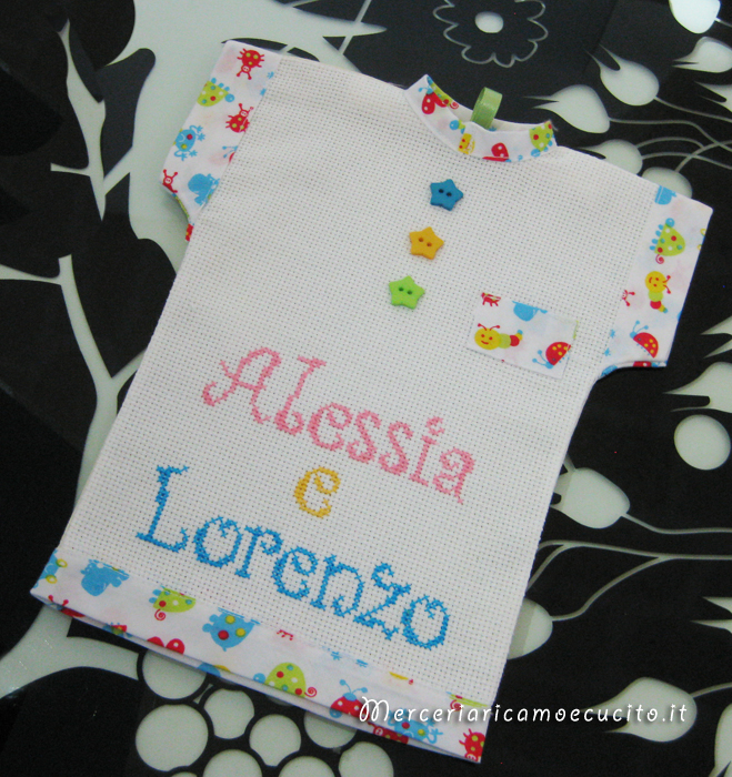 Maglietta per auto "Bimbi a bordo" per Alessia e Lorenzo