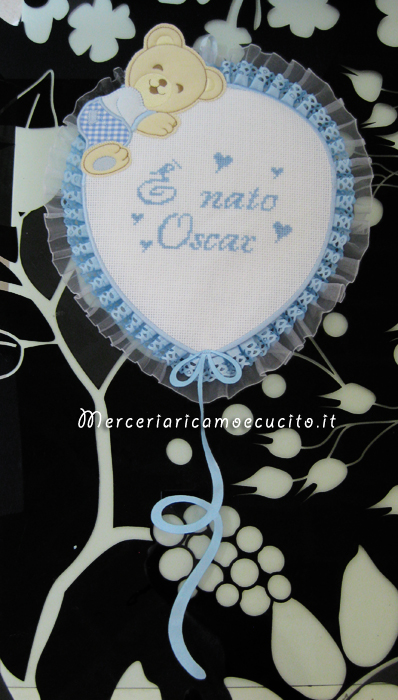 Coccarda Fiocco nascita palloncino celeste E' nato Oscar