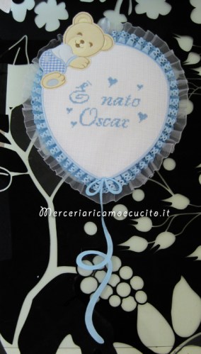 Coccarda Fiocco nascita palloncino celeste E' nato Oscar