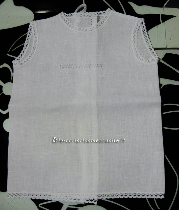 Camicina in lino con ricamo punto antico