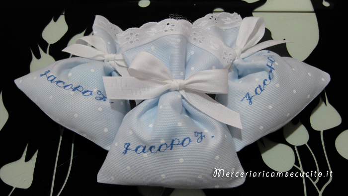 Sacchettini bomboniere portaconfetti pois per Jacopo