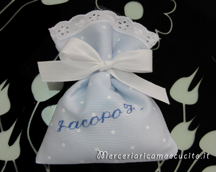Sacchettini bomboniere portaconfetti pois per Jacopo