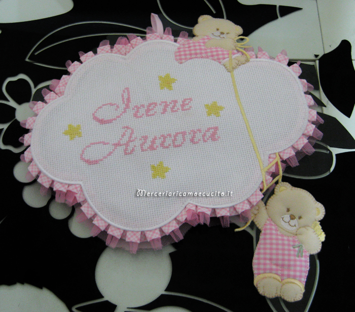 Fiocchi nascita coccinella e nuvola rosa per "Irene Aurora"