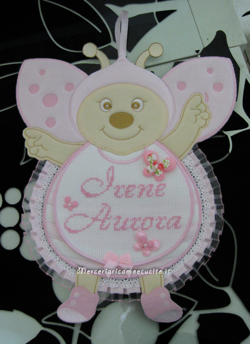 Fiocchi nascita coccinella e nuvola rosa per "Irene Aurora"