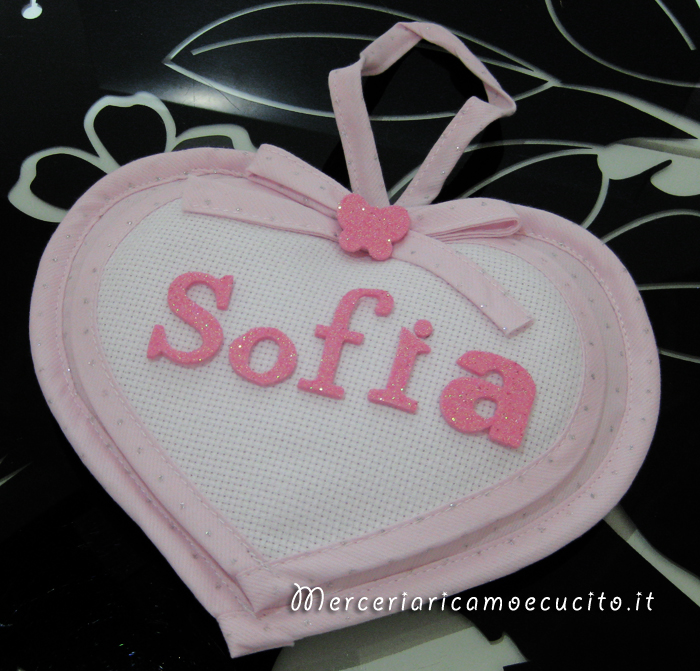 Fiocco nascita cuoricino rosa per Sofia