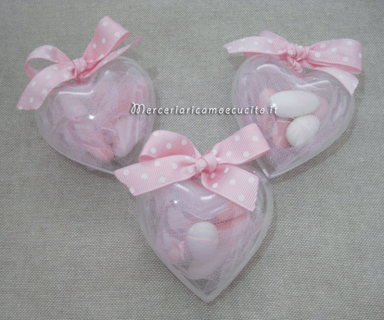 Bomboniera portaconfetti in plexiglass a forma di cuore