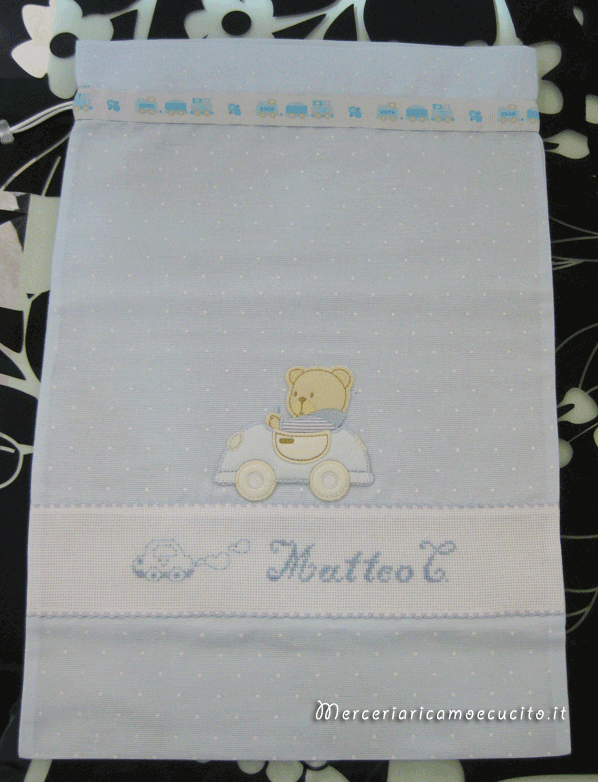 Sacchetti pois nascita e asilo con orsetti per Matteo