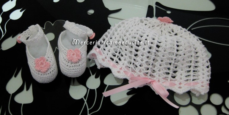 Set per nascita - Fiocco nascita stellato, sacchetto, cuffia e scarpette per Francesca Emanuela